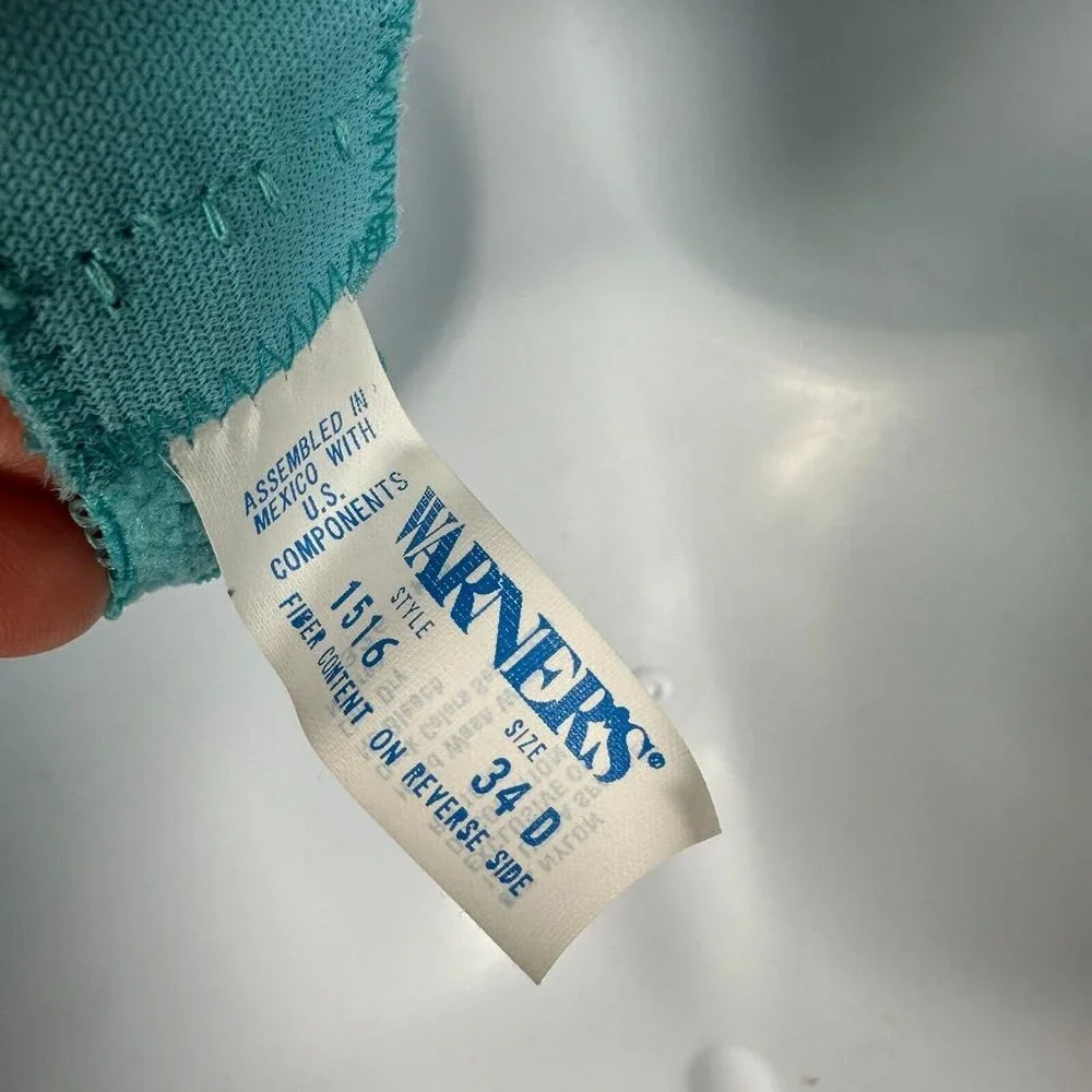 New Vintage Warners 34D Womens Bra Blue Sheer‎ 1516 Adjustable Underwire